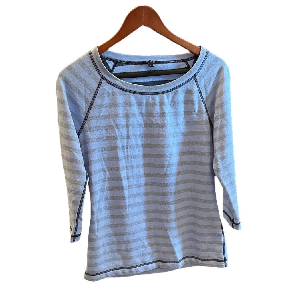 Talbots Blue Striped Inside Out Style Knit Top Size Small